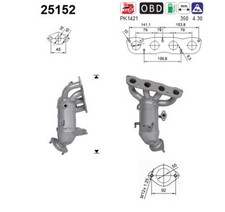 AS Katalysator 25152 für HYUNDAI IONIQ AE KONA SX2 OS OSE OSI SUV GDI Hybrid KIA