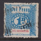 QUEENSLAND 1927 1d RAILWAY PARCELS -wmkQR- p13xroulette(?) *NTH ROCKHAMPTON* FU