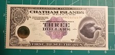 Chatham Islands, $3, 1999, Polymer / Tyvek, UNC