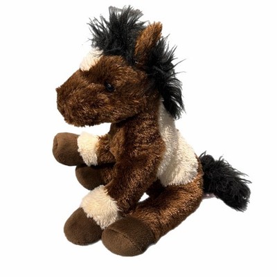 Douglas Cuddle Toy Brown White Pinto Pony Horse Plush Shaggy Mane Tail Sitting
