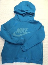 Nike Hoodie Sweatshirt Teal Green Rally Funnel Neck Pullover Logo Graphic L