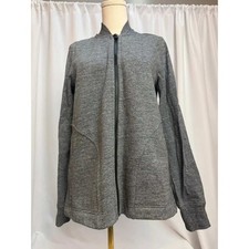 Lululemon Athletica Gray Heathered Full Zip Fleece Jacket Pleated Back Women 4