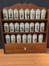 1987 Vintage Hummel Spice Rack and Jars Incomplete Set. 22 of 24 jars.
