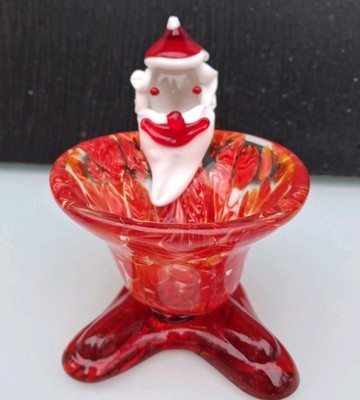 Mundgeblasene Festliche Murano-Glas Schale mit Weihnachtsmann