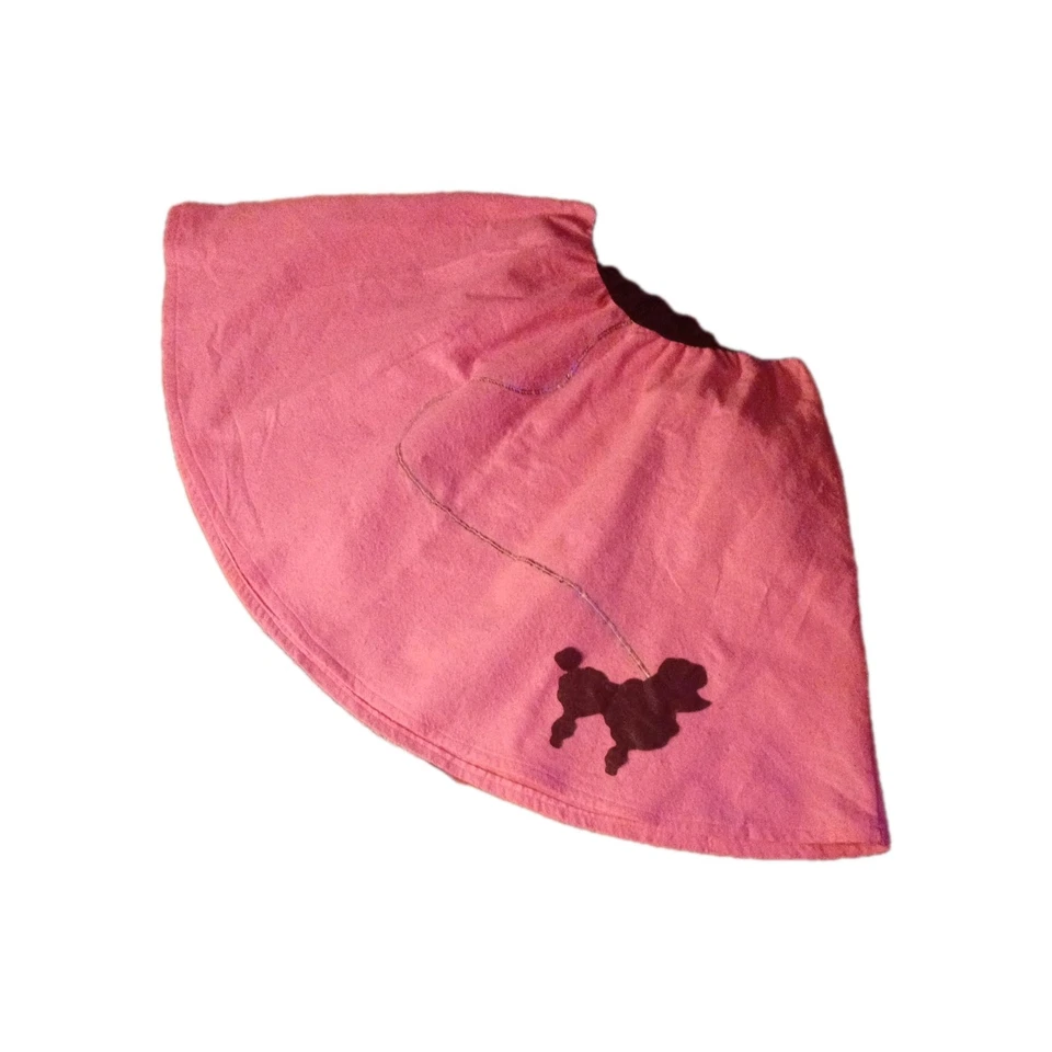Falda caniche de fieltro rosa estilo Halloween años 50 con caniche negro, 24" de largo x 45" de ancho Foto 2 de 4