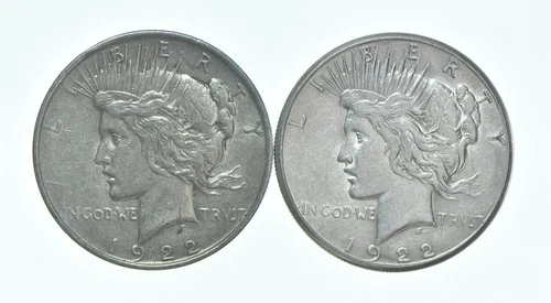 1922 & 1922-S Peace Silver Dollar $1 Bullion Collection Lot *156