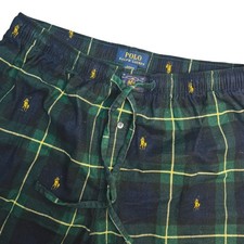 Polo Ralph Lauren Mens Green Gold Plaid Sleep Pajama Pants Elastic Waist Size L
