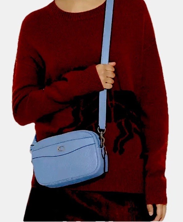 Bandolera COACH “POOL” Cuero Guijarro Suave PLATEADO Herrajes CÁMARA NUEVA CON ETIQUETAS