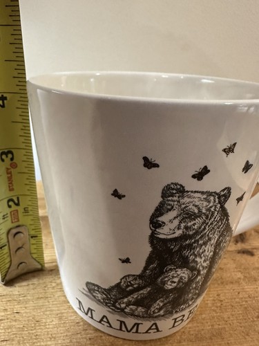 Williams Sonoma Mama Bear and Cub Coffee Tea Mug Butterfly White Black Cup 16 oz - Picture 6 of 7