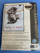 Dimensions Cross Stitch Kit Cute Cat Kitten "Hang In There" 16743 5"x7"Unopened