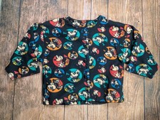 Vtg Womens 90s Disney Mickey Mouse All Over Print Fleece Sz M Cardigan Button Up