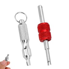 2pcs Valve Core Removal Tool Keychains, Dual & Single Head Tire Stem Core