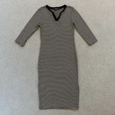 One Clothing Los Angeles Dress Full Length Women’s Small Black White Stripe 
