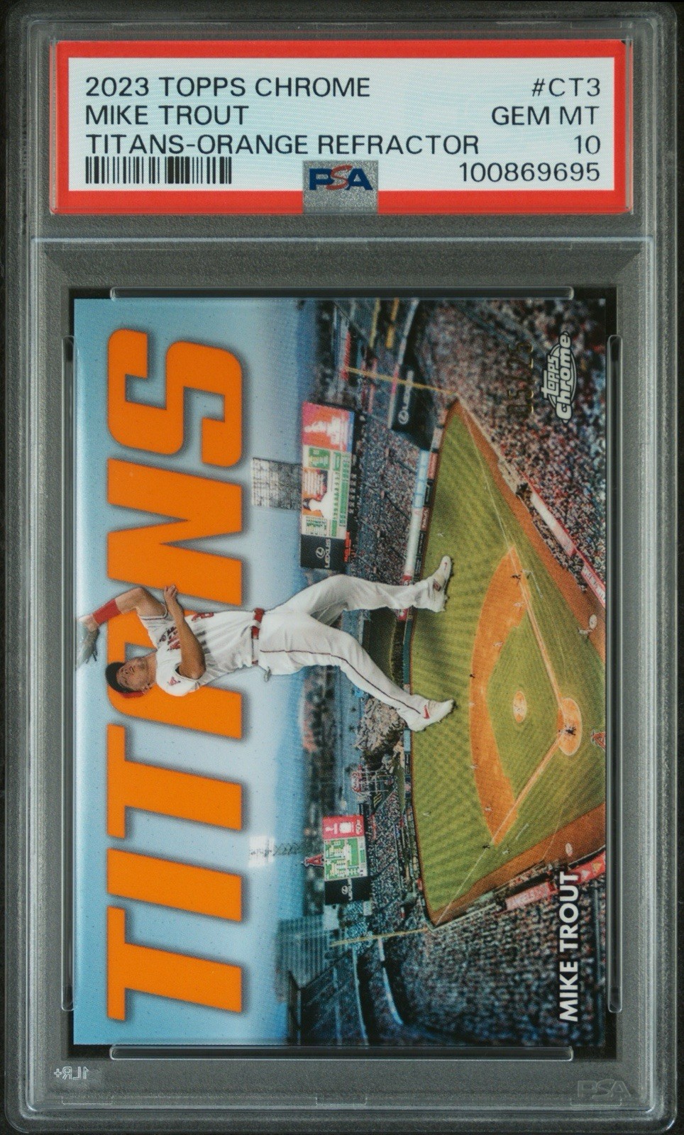 2023 Topps Chrome Chrome Titans Mike Trout #CT-3 Orange Refractor /25 PSA 10