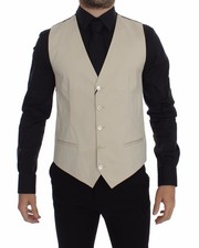 Dolce & Gabbana Beige Cotton Stretch Dress Vest Men's Blazer Authentic
