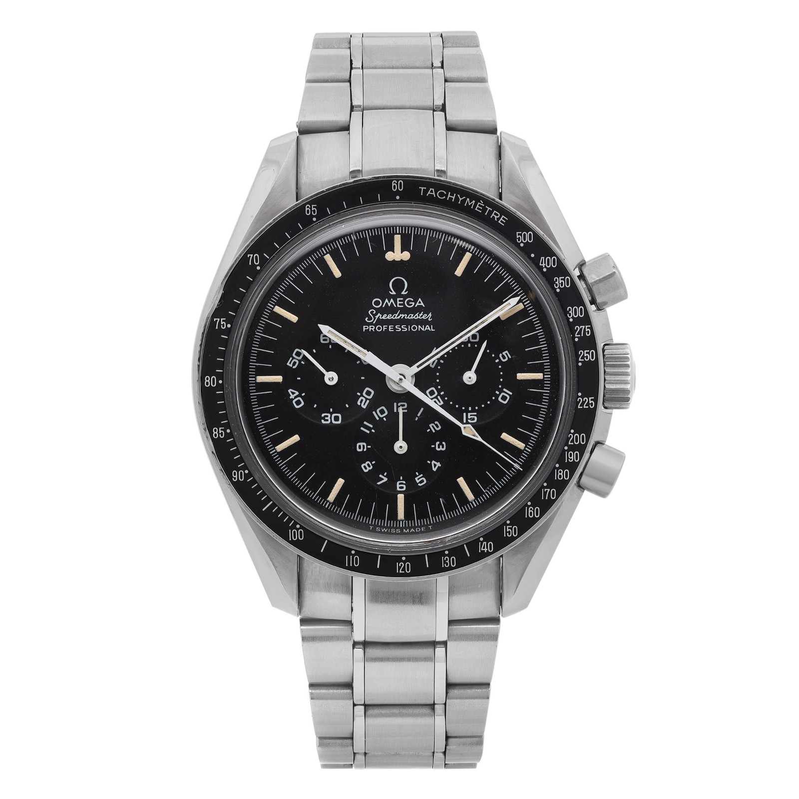 Omega Speedmaster Steel Black Dial Manual Wind Men Watch Error Dial 345.0022