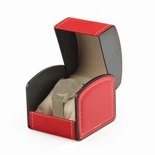 1Pc Red Watch Storage Box Storage Holder PU Leather Watch Case Organizer