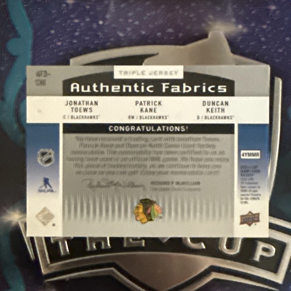 13-14 SP Game Used Edition Jersey Patrick Kane Jonathan Toews Duncan Keith - Image 2 of 2