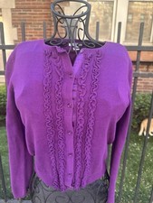 Harmstrings Grunge S Purple Ruffle Cardigan Sweater Coquette Victorian Goth Y2K