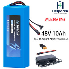 48V 10AH Ebike Lithium Battery for Electric Bicycle 100W-1000W Motors W/ 30A BMS