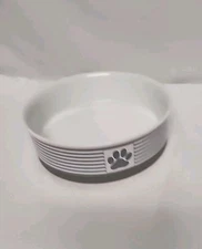 Bone Dry Ceramics Dog Non-Slip Bowl Dish Gray & White Stripes 6 x 2"