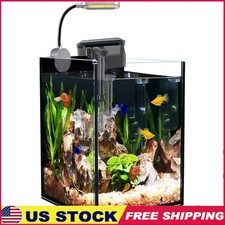 1.5 Gallon Fish Tank Starter Kits, Nano Glass Aquarium with Filter Led Light