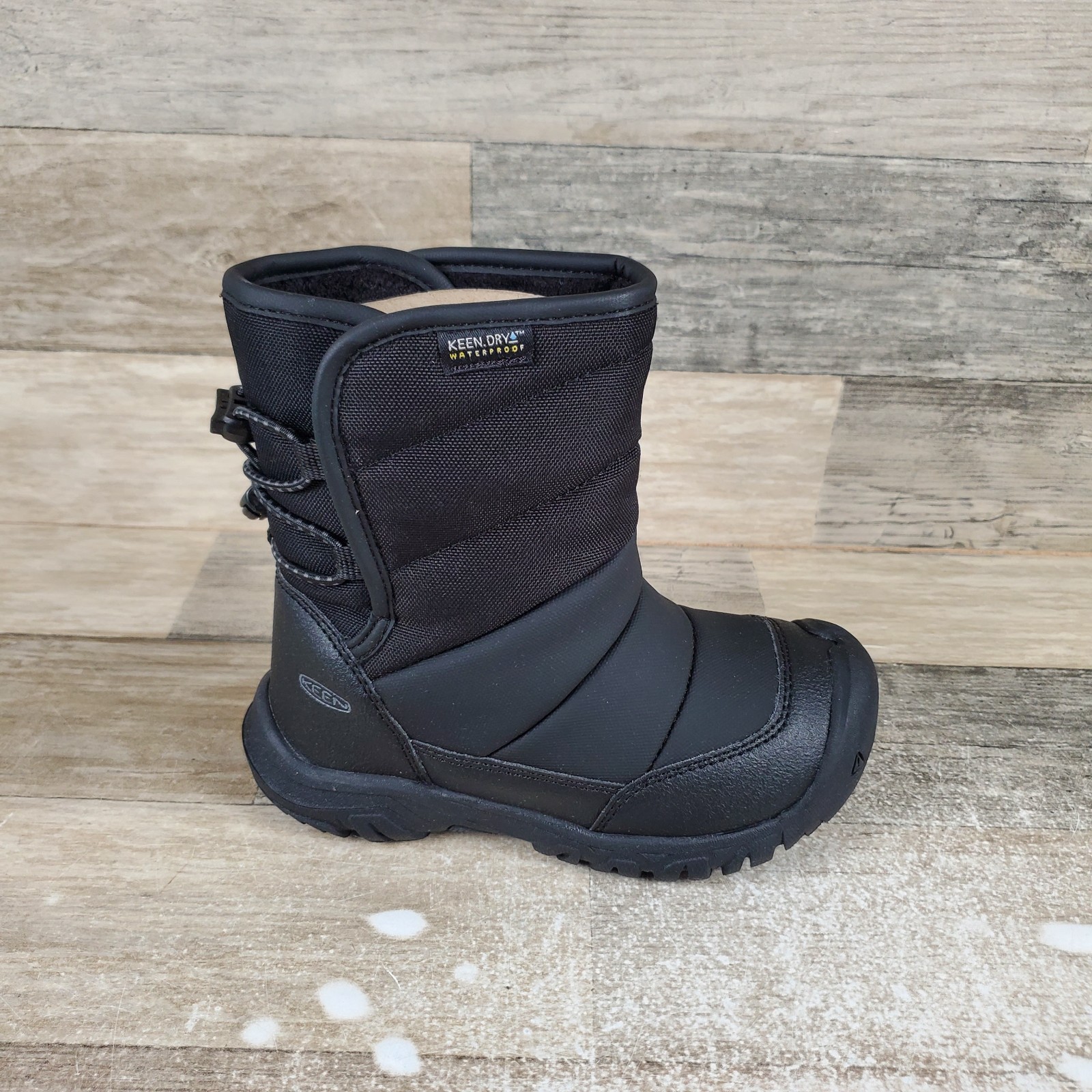 Stivali Invernali Keen Puffrider Bambini Tg 10 Nero Acciaio Grigio Regolabili Impermeabili