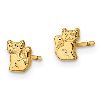 14K echte massive Gelbgold Katze Ohrstecker 6mm x 5mm Katze Katze - GK1150