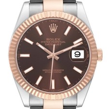 Rolex Datejust 41 Steel Rose Gold Brown Dial Mens Watch 126331 Box Card