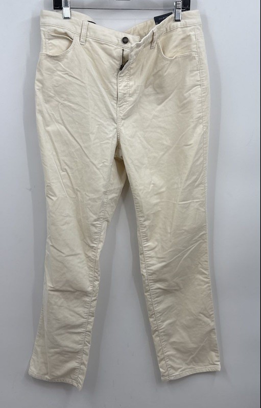 NWT Talbots Women's Ivory High Waist Velveteen Straight Leg Chino Pants Size 14