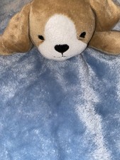 Dog Puppy Security Blanket Lovey Blue/Tan/White Plush Baby Blanket