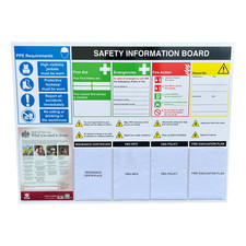 Health and Safety Information Board - 120 x 90 cm - Fire, First Aid, Hazard, PPE