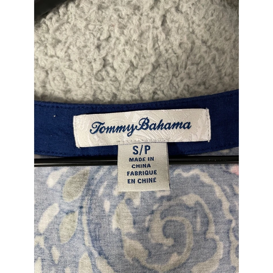 Vestido Tommy Bahama Para Mujer Pequeño Azul Marino Cachemira Floral Sin Mangas Cuello en V S/P Foto 2 de 4