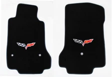 NEW! Black Carpet FLOOR MATS 2008-2013 Corvette W/ Embroidered Flag Emblem Logo