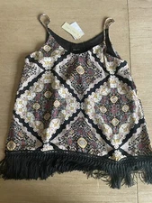 Doe Rae Fringe Camisole Paisley Size Medium BNWT