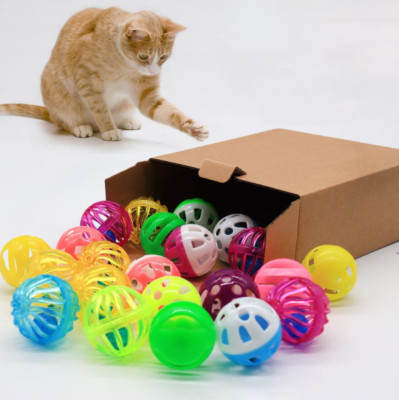 20 PCS Cat Bell Ball Toys - Random Colors for Indoor & Outdoor Play - NEW