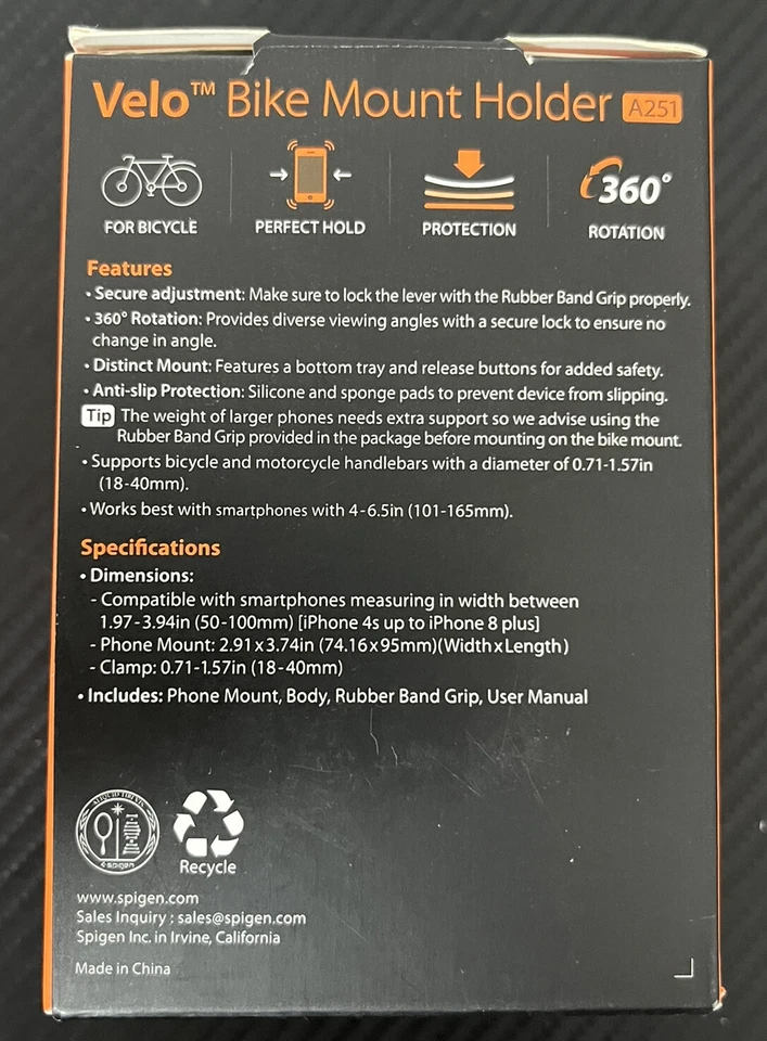 Spigen VELO Universal Bike Mount Holder Motorcycle Bicycle Cell Phone Holder - Image 3 of 4