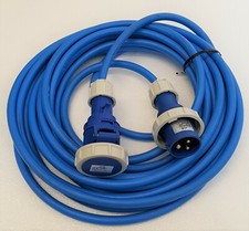 16A + 32A 4mm BLUE ARCTIC IP67 Waterproof Hookup Marina Generator Cable 1m - 40m