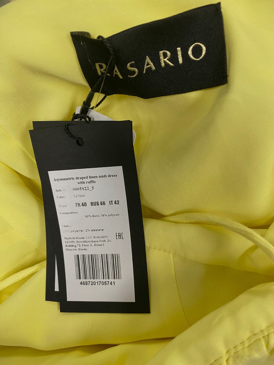 $2520 Rasario Womens Yellow Linen Draped Asymmetrical Shift Dress