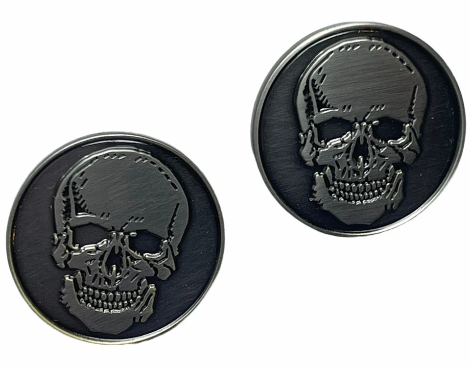 Day Of The Dead Skull 古董银色袖口链接 PMS1040 F2D18G — 第 3/4 张图片