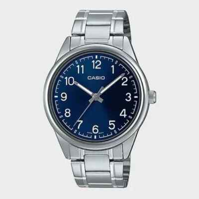 CASIO Herren Quarzuhr MTP-V005D-2B4 | Edelstahlband, blaues Zifferblatt, Wasser