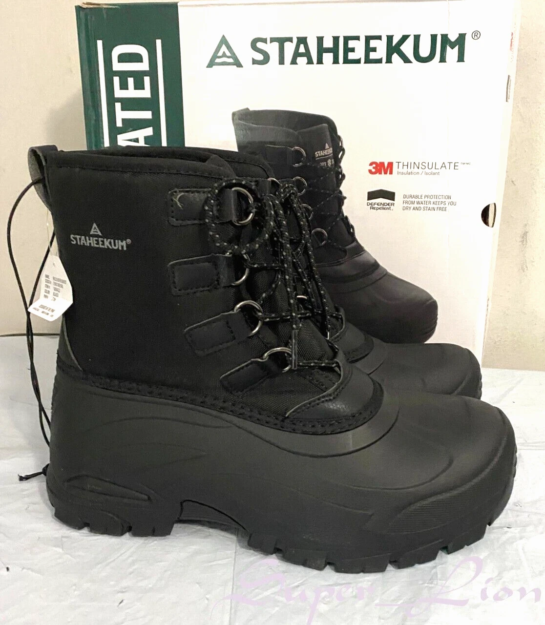 NEW Staheekum Men's Memory Foam 3M Thinsulate Snow Boots - PICK SIZE - BLACK