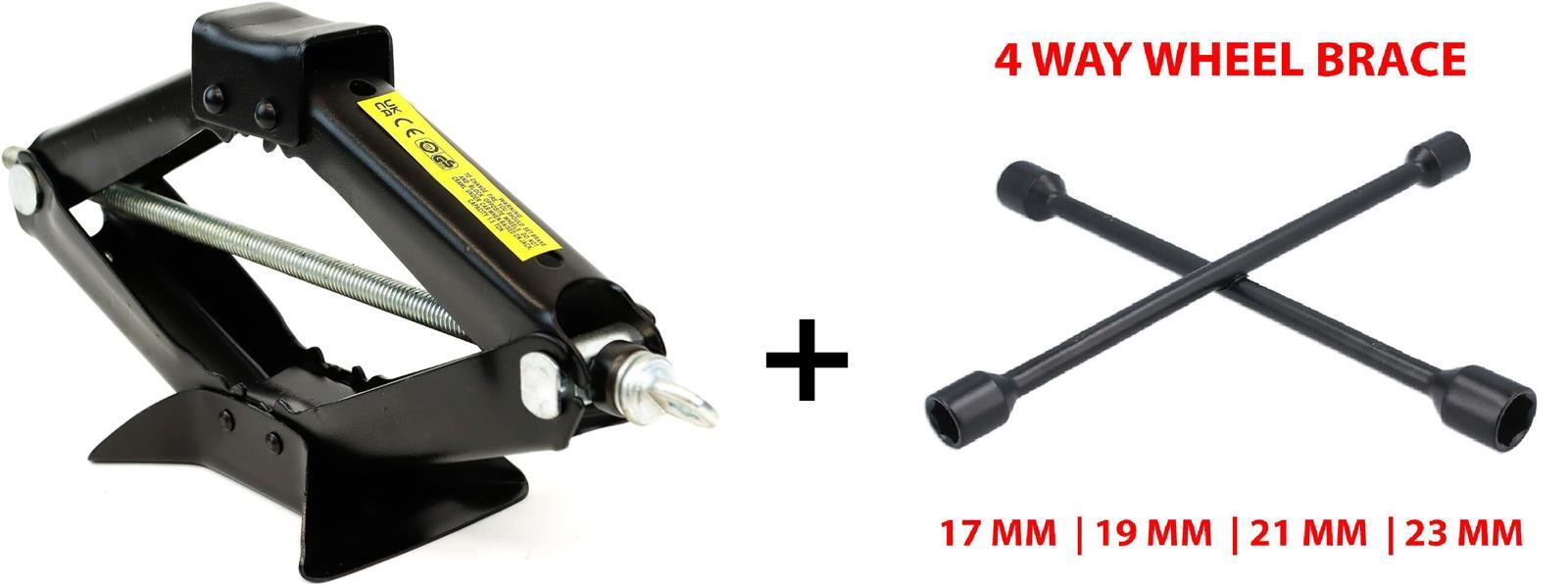 1.5 Ton Car Van Strong Heavy Duty Wind Up Lift Scissor Jack + 4 Way Wheel Brace