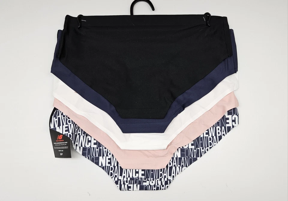 NEW BALANCE 5 Pack Women's S M L XL Soft Logo Panties Black Navy White Beige - Image 3 of 4