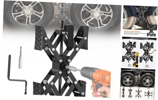 X-Shaped Wheel Chock for Travel Trailer【Allow Drill Adjust】 RV Stabilizer X