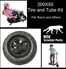 200x50 Tire & Inner Tube Razor E100 E150 E200 eSpark Crazy Cart scooters by Qind