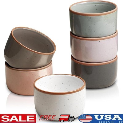 Morandi Set of 6 Oven Safe Baking Dishes Glazed Porcelain Souffle Ice Cream New
