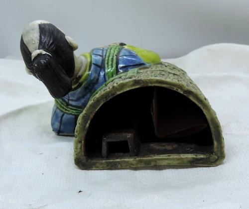 Banko Ceramic Japanese Man Wall Pocket Vase Traditional Dress w/ Basket - Picture 4 of 7