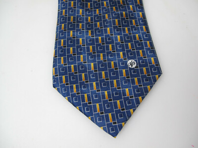 Vintage Versace Collection Classic V2 Tie 100% Silk Blue Geometric