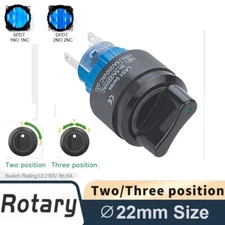22mm SPDT/DPDT 5A 250V 2/3 Position Black Round LED Plastic Selector Knob Switch